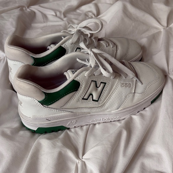 New Balance Shoes - New Balance 550 White with Green Accents Sneakers